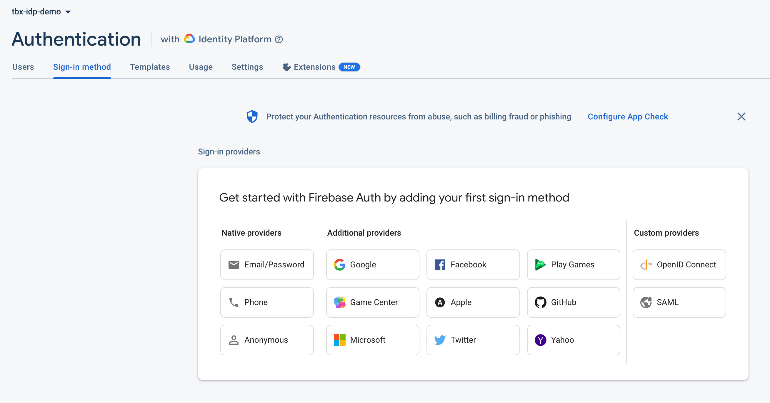 Screenshot of settings page